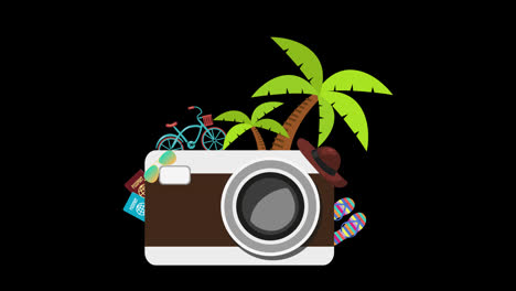summer-travel-animation-vacations-Tourism-concept-essential-items-for-journey-with-Alpha-Channel.